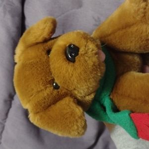 Brown Puppy Plushie w/ Christmas Scarf
